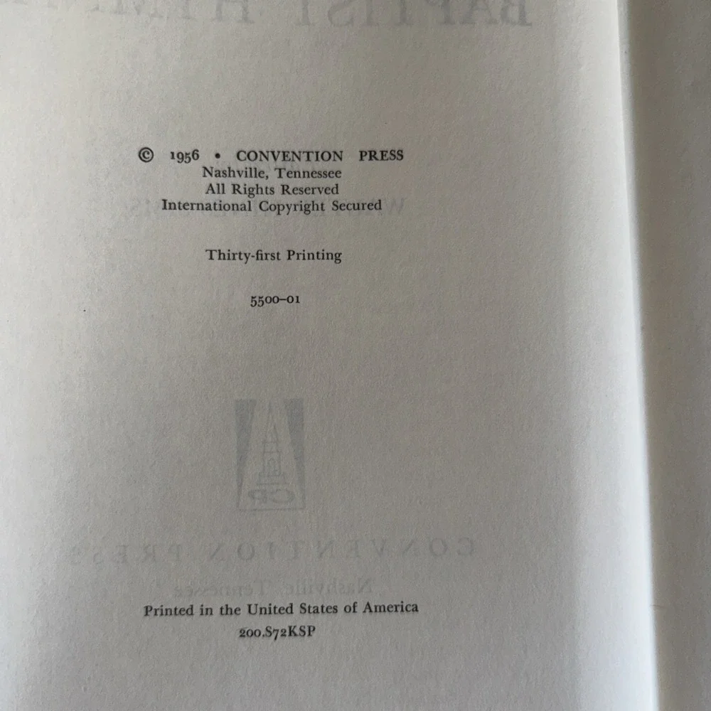Vintage 1956‎ Baptist Hymnal Convention Press Walter Hines Sims Hardcover Black